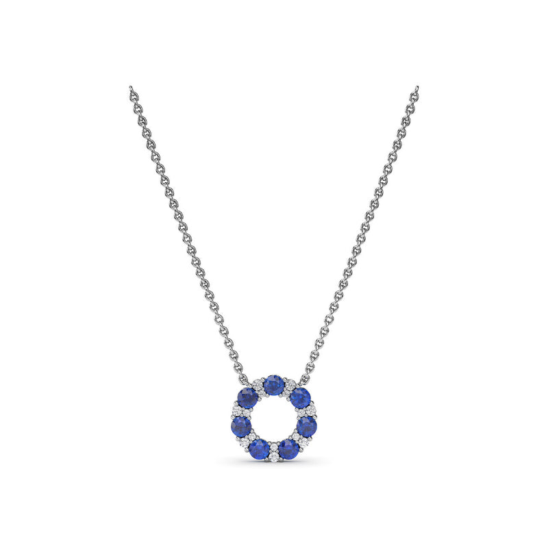 Fana Shared Prong Sapphire and Diamond Circle Necklace