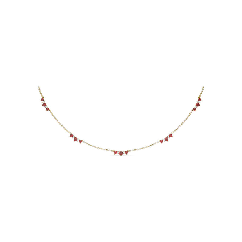 Fana Five Stone Ruby and Diamond Station Necklace