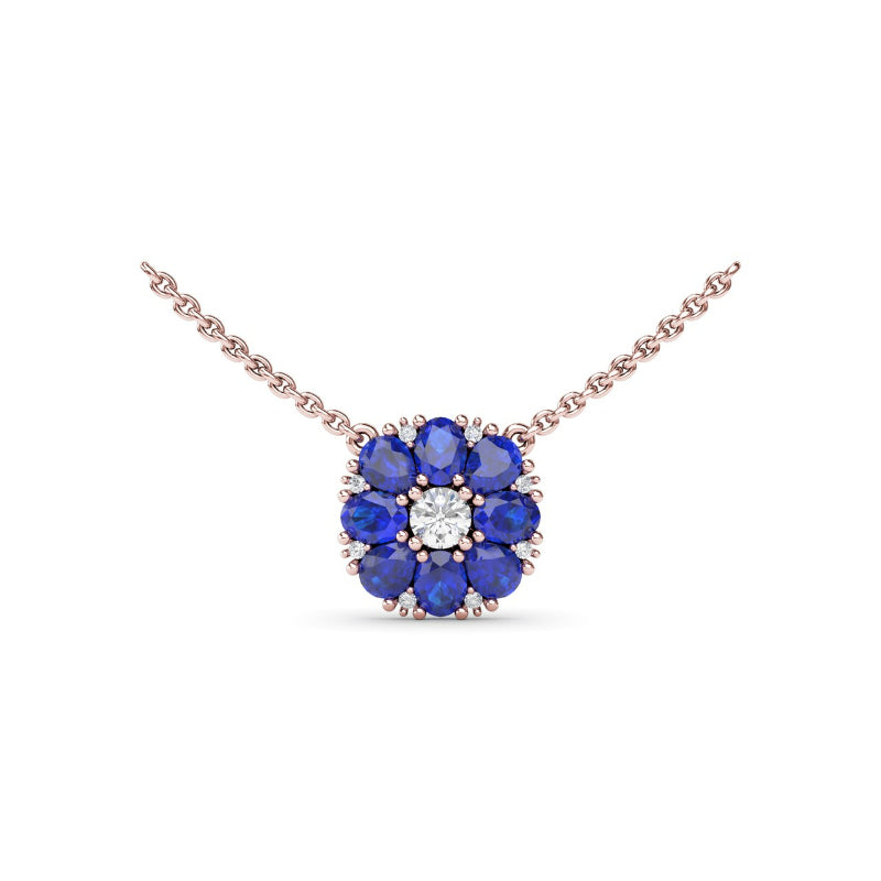 Fana Sapphire Flower Cluster Necklace