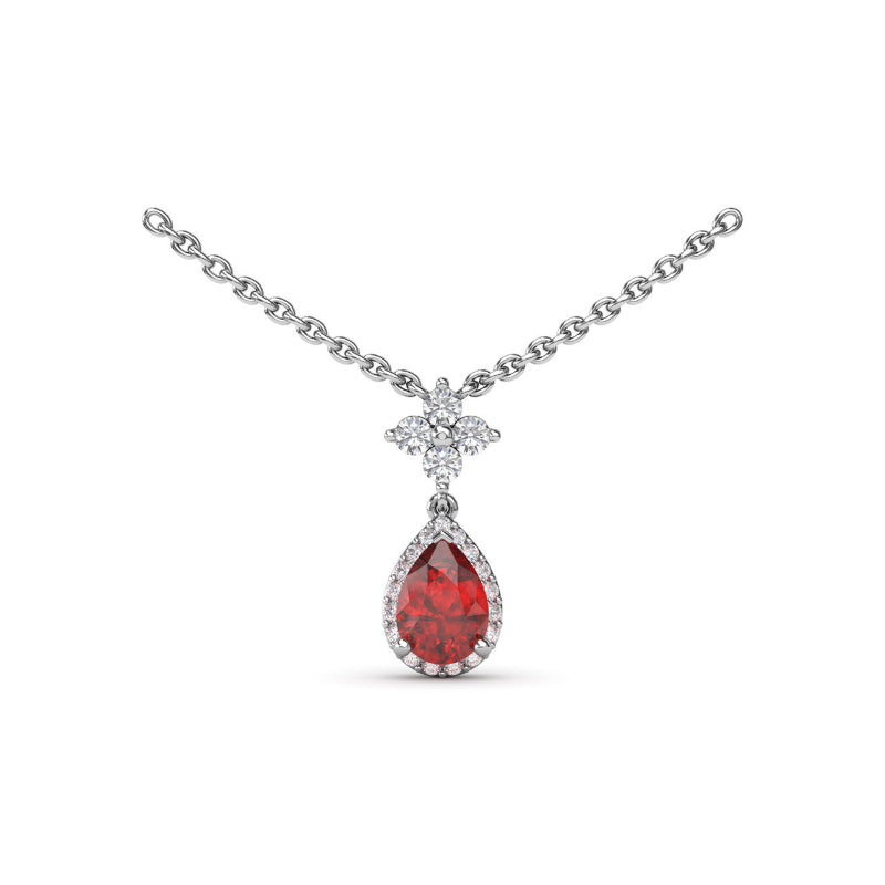 Fana Ruby and Diamond Teardrop Necklace