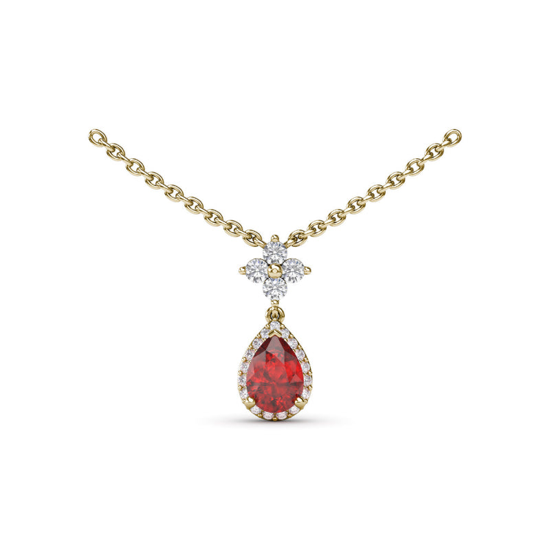 Fana Ruby and Diamond Teardrop Necklace