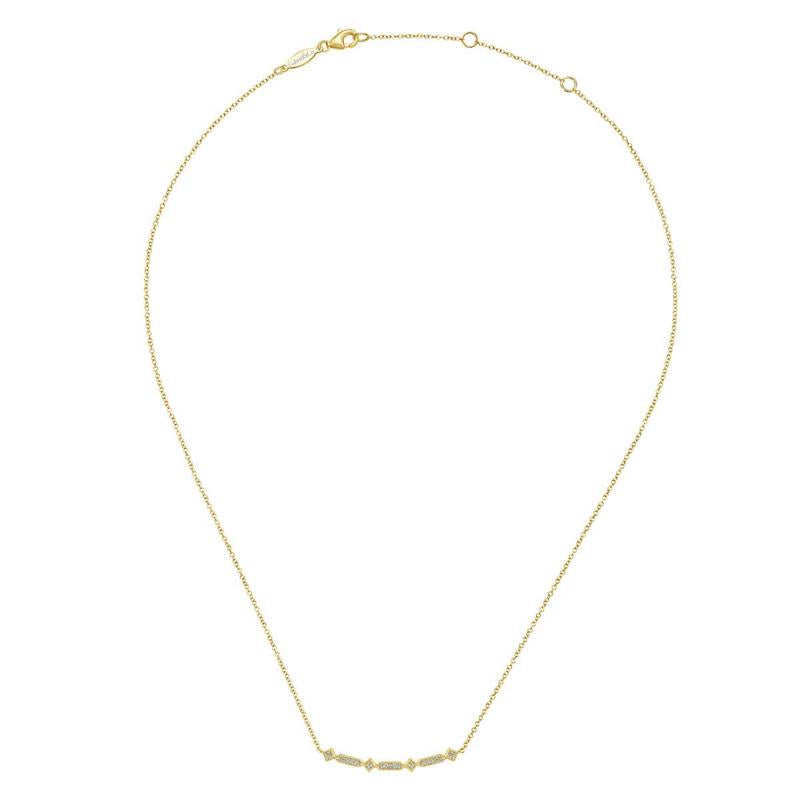 Gabriel & Co. 14k Yellow Gold Art Moderne Diamond Bar Necklace