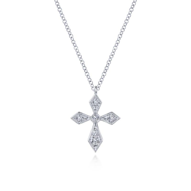 Gabriel & Co. 14k White Gold Faith Diamond Religious Cross Necklace