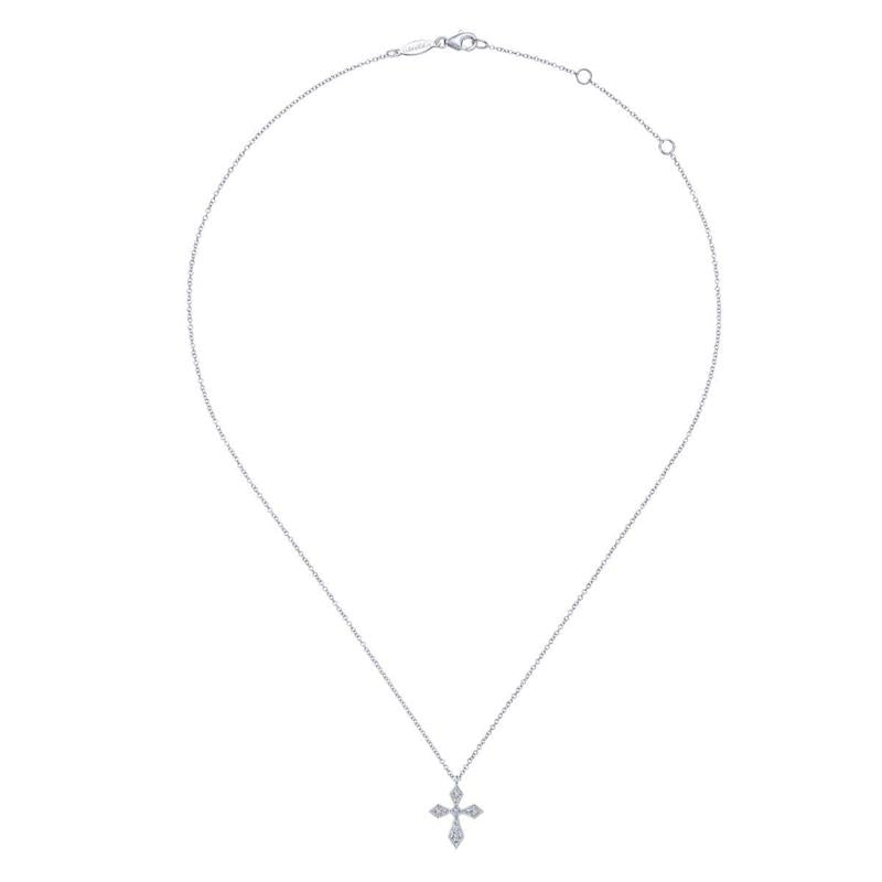 Gabriel & Co. 14k White Gold Faith Diamond Religious Cross Necklace