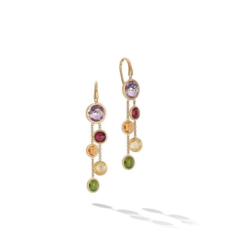 Marco Bicego Jaipur Color Collection 18K Yellow Gold Mixed Gemstone Two Strand Earrings