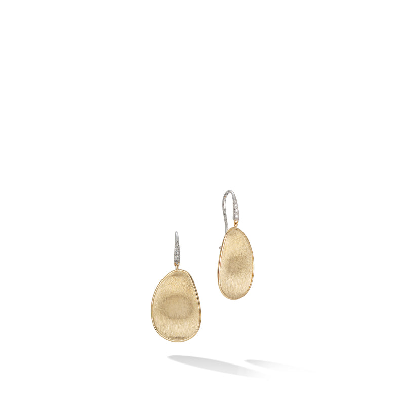 Marco Bicego Lunaria Collection 18K Yellow Gold and Diamond Medium Drop Earrings