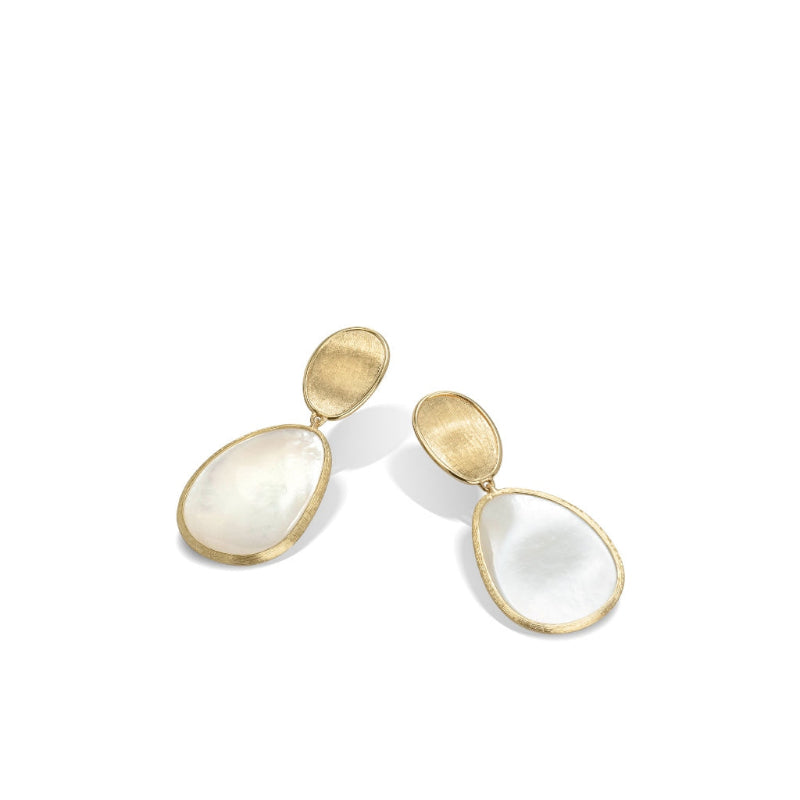 Marco Bicego Lunaria Collection Petite 18K Yellow Gold & White Mother of Pearl Earrings