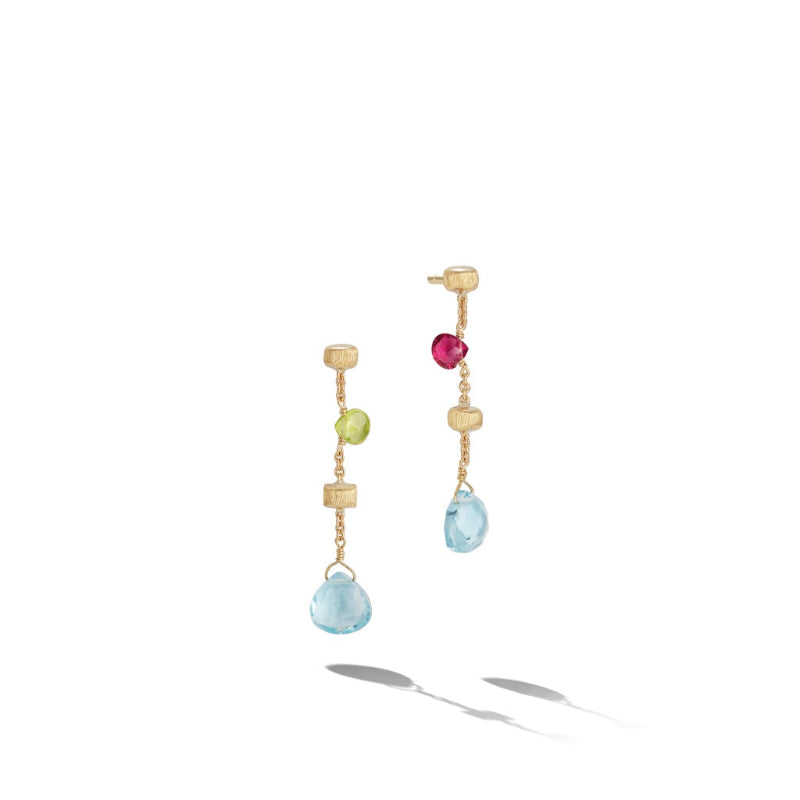 Marco Bicego Paradise Collection 18K Yellow Gold Mixed Gemstone 1.45'' Drop Earrings
