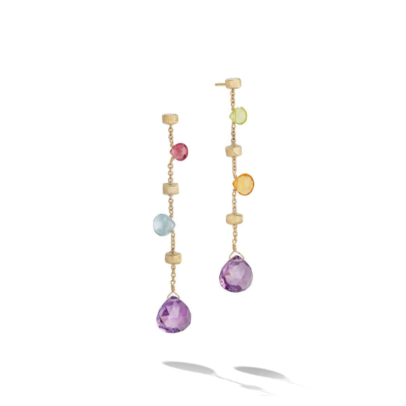 Marco Bicego Paradise Collection 18k Yellow Gold Mixed Gemstone 2.25'' Drop Earrings