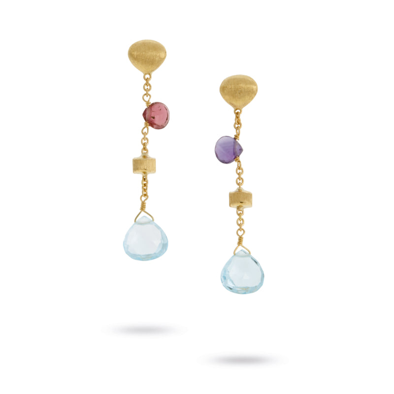 Marco Bicego Paradise Collection 18K Yellow Gold Mixed Gemstone Short Drop Earrings