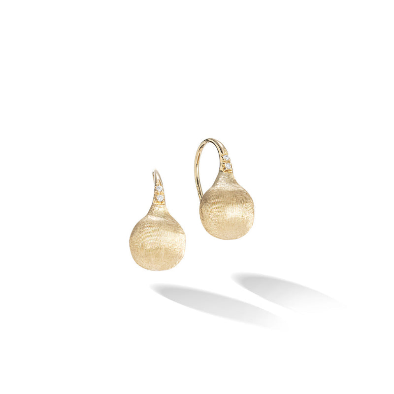 Marco Bicego Africa Collection 18K Yellow Gold and Diamond Small French Wire Earrings