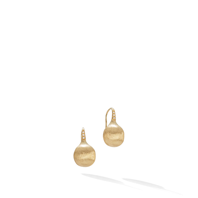Marco Bicego Africa Boule 18K Yellow Gold and Diamond Medium French Wire Earrings