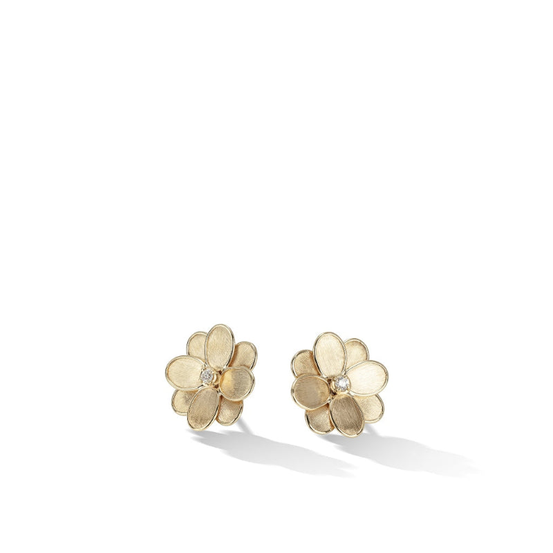 Marco Bicego Petali Collection 18K Yellow Gold and Diamond Flower Stud Earrings