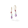 Marco Bicego Paradise Collection 18K Yellow Gold Diamond Amethyst and Mixed Gemstone Short Drop Earrings
