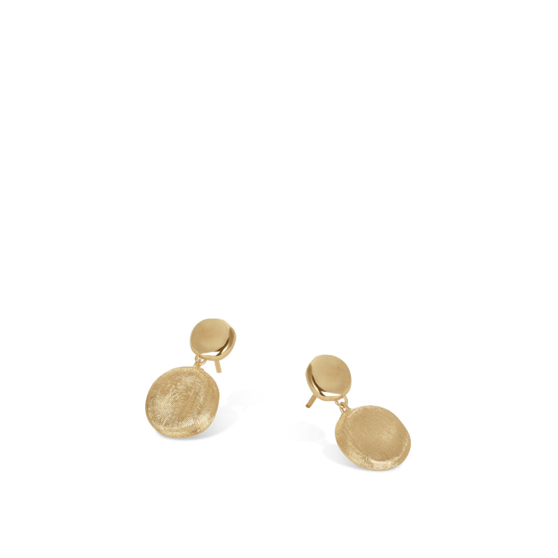Marco Bicego Jaipur Collection 18K Yellow Gold Engraved and Polished Double Drop Earrings