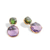 Marco Bicego Jaipur Collection 18K Yellow Gold Green Tourmaline and Amethyst Drop Earrings with Diamonds
