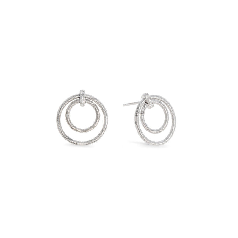 Marco Bicego Bi49 Collection 18K White Gold and Diamond Small Double Circle Stud Earrings