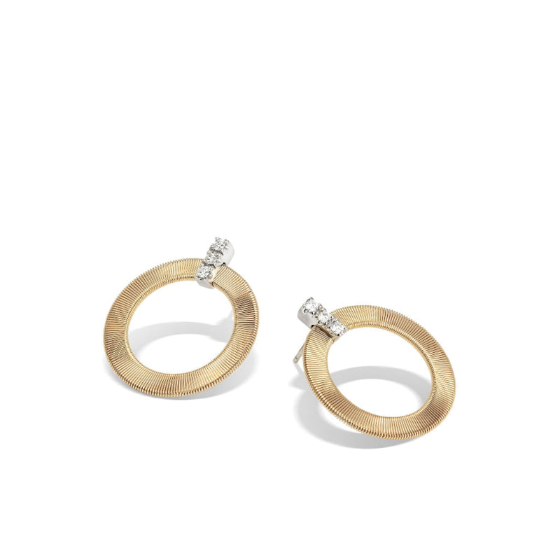 Marco Bicego Masai Collection 18K Yellow Gold and Diamond Front Facing Hoops