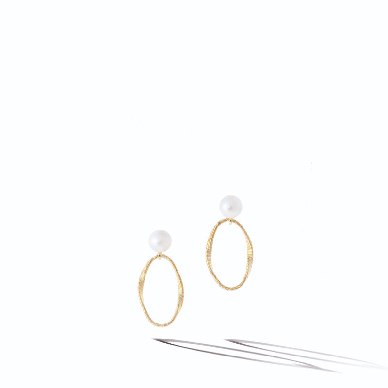 Marco Bicego Marrakech Onde Collection 18K Yellow Gold and Pearl Link Stud