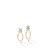 Marco Bicego Marrakech Onde Collection 18K Yellow and White Gold Stud Drop Earrings with Diamond Flowers