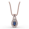 Fana Halo Teardrop Sapphire and Diamond Pendant