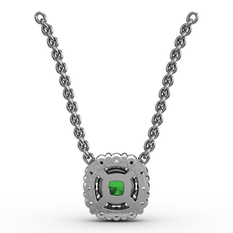 Fana Classic Round Emerald and Diamond Pendant