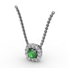 Fana Classic Round Emerald and Diamond Pendant