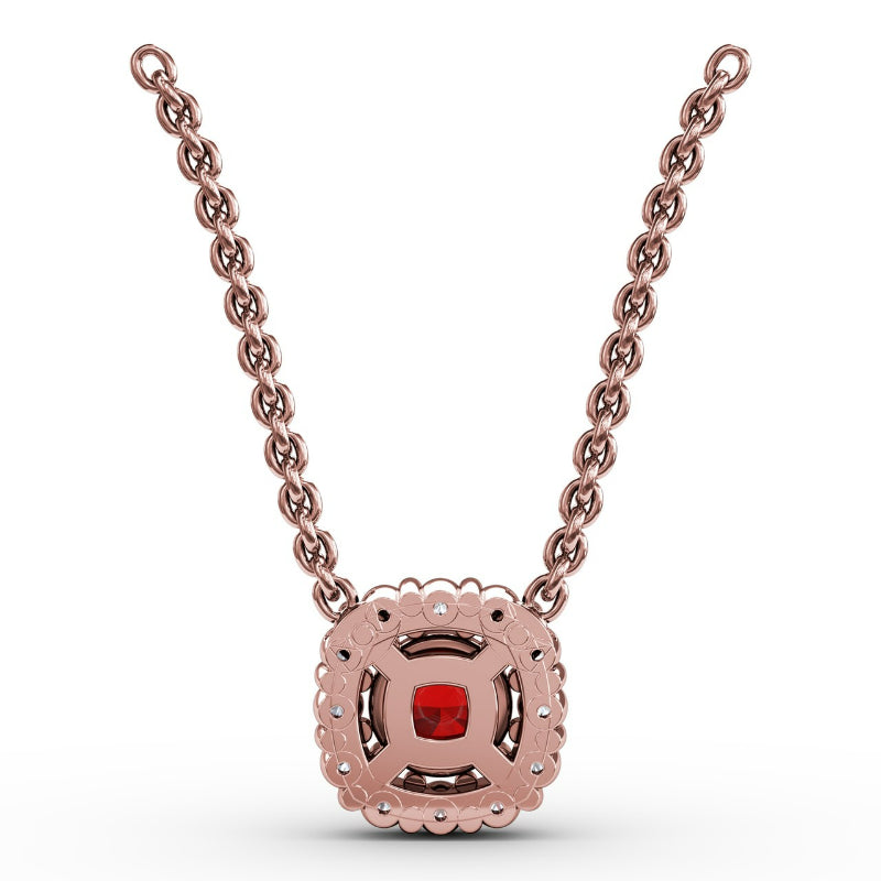 Fana Classic Round Ruby and Diamond Pendant