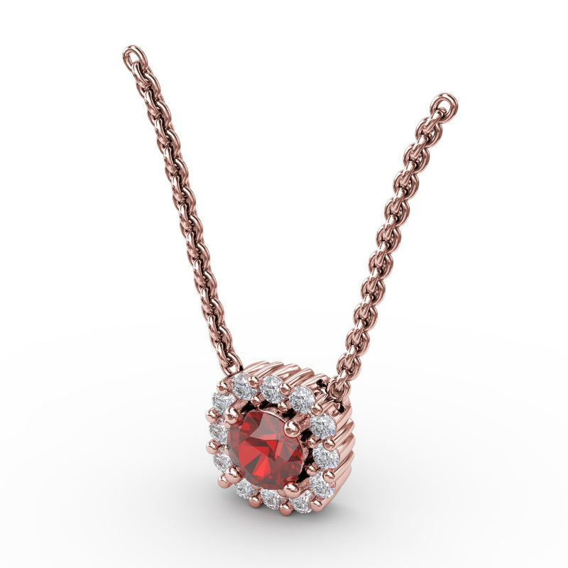 Fana Classic Round Ruby and Diamond Pendant