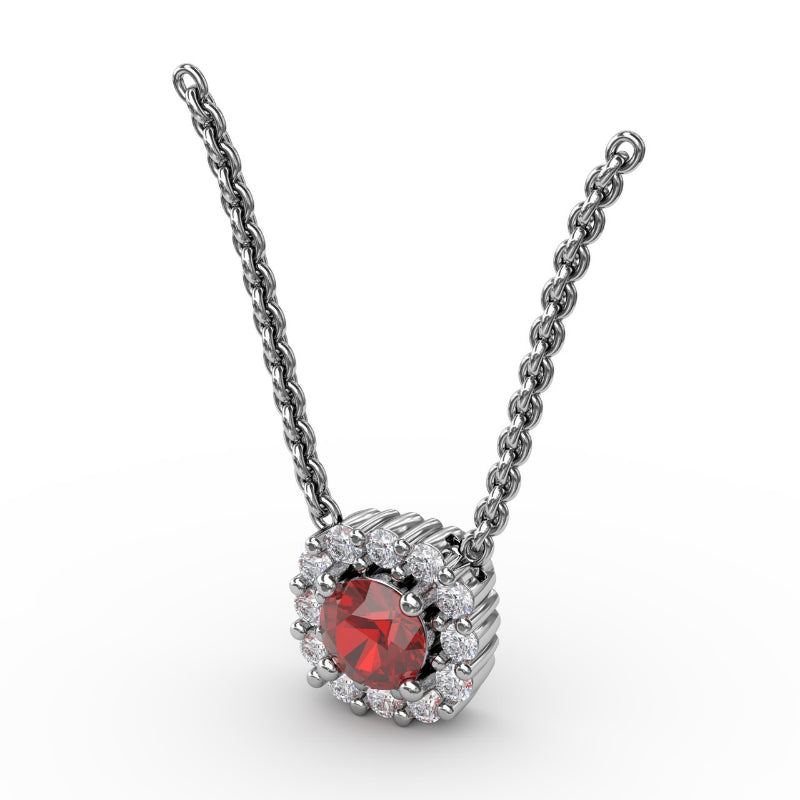 Fana Classic Round Ruby and Diamond Pendant