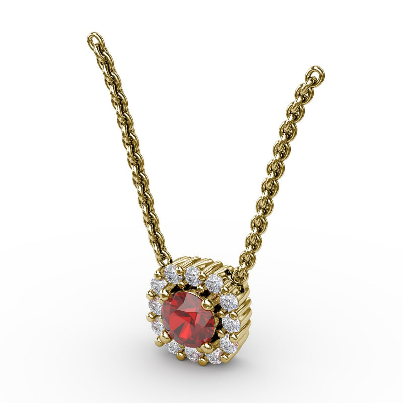 Fana Classic Round Ruby and Diamond Pendant