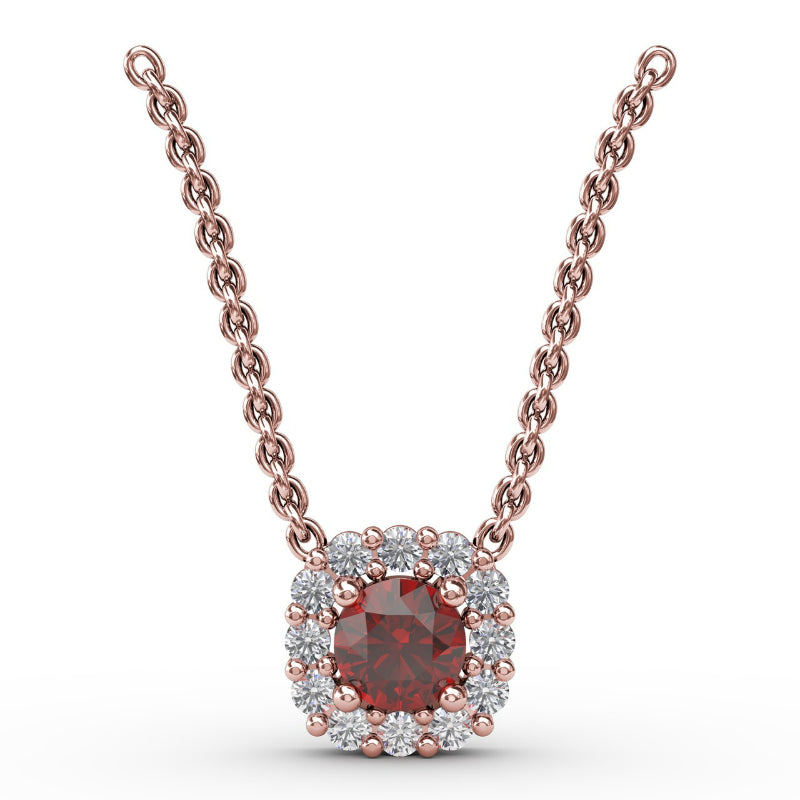 Fana Classic Round Ruby and Diamond Pendant