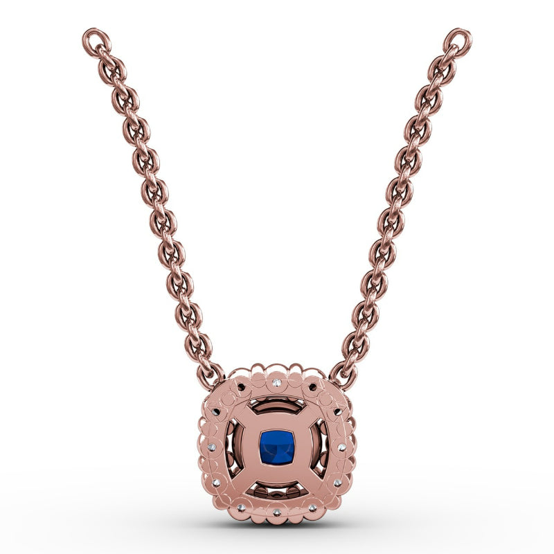 Fana Classic Round Sapphire and Diamond Pendant