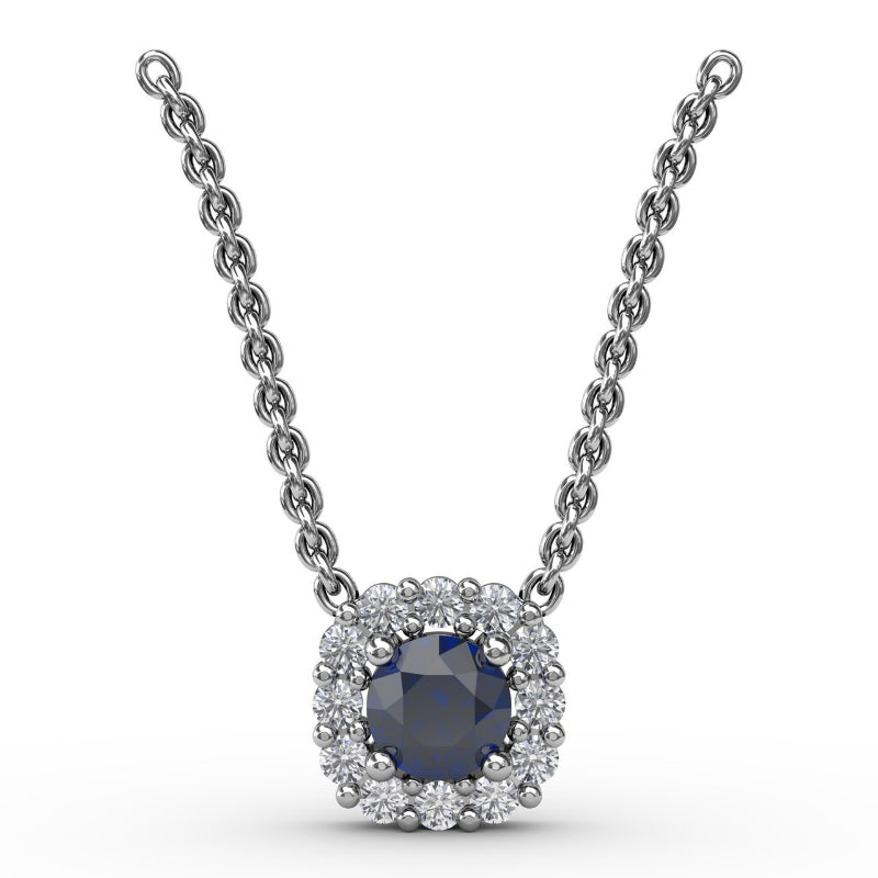 Fana Classic Round Sapphire and Diamond Pendant