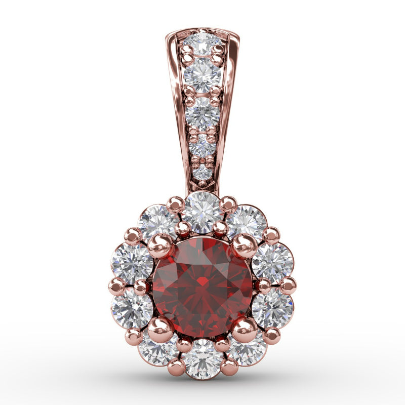 Fana Halo Ruby and Diamond Pendant