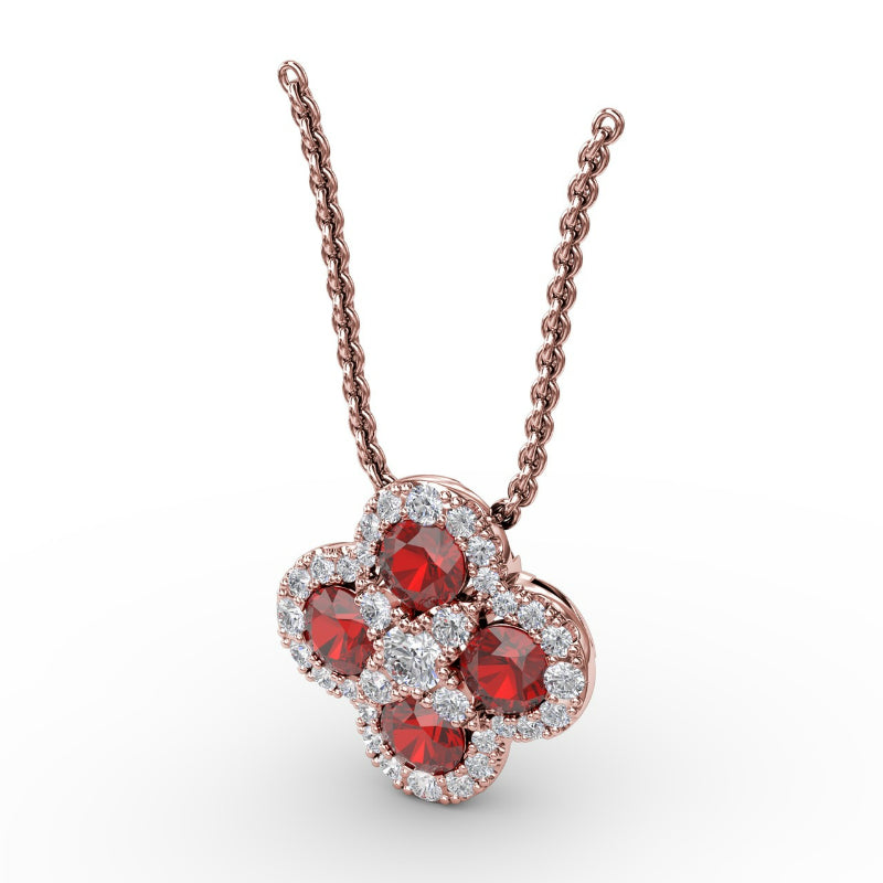 Fana Flower Ruby and Diamond Pendant