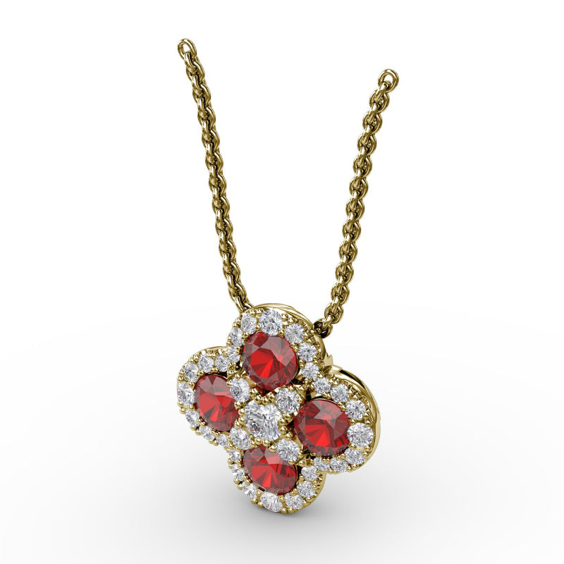 Fana Flower Ruby and Diamond Pendant