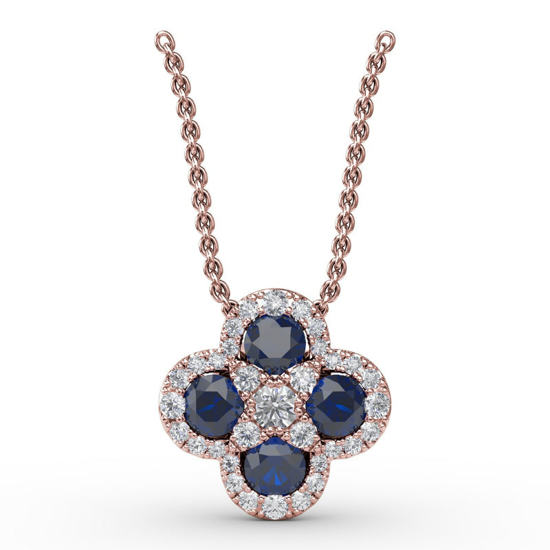 Fana Flower Sapphire and Diamond Pendant