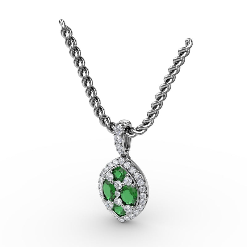 Fana Marquise Emerald and Diamond Pendant