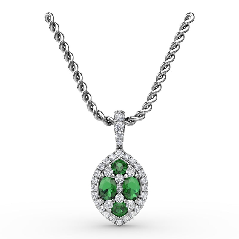 Fana Marquise Emerald and Diamond Pendant