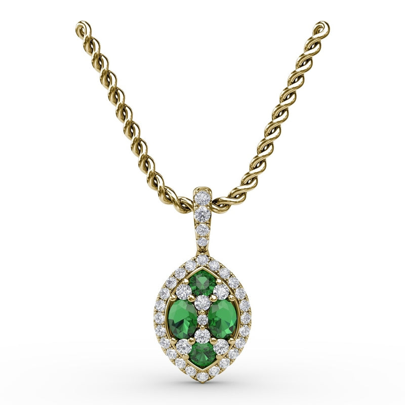 Fana Marquise Emerald and Diamond Pendant