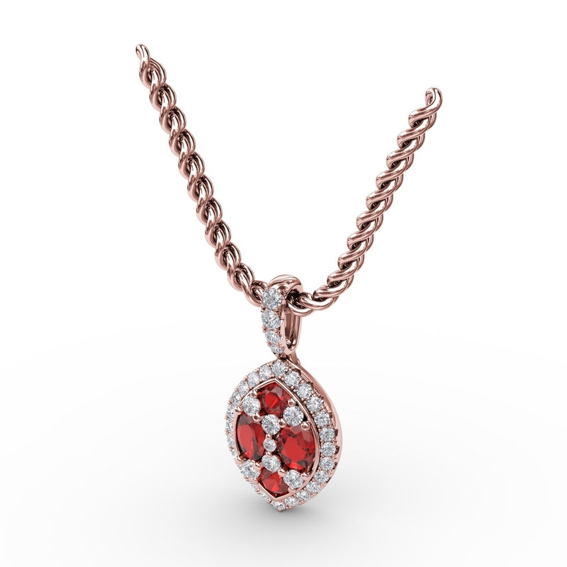 Fana Marquise Ruby and Diamond Pendant