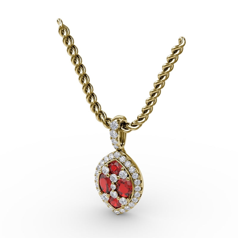 Fana Marquise Ruby and Diamond Pendant