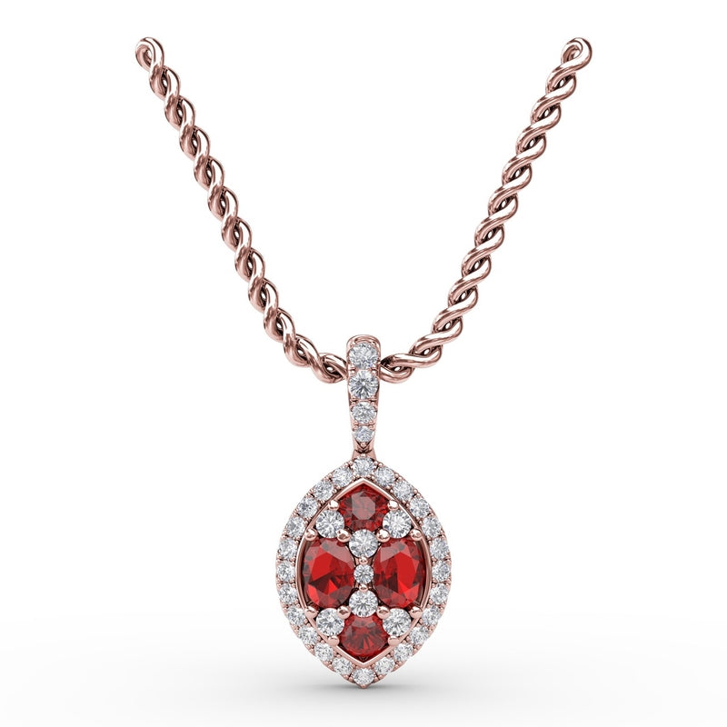 Fana Marquise Ruby and Diamond Pendant