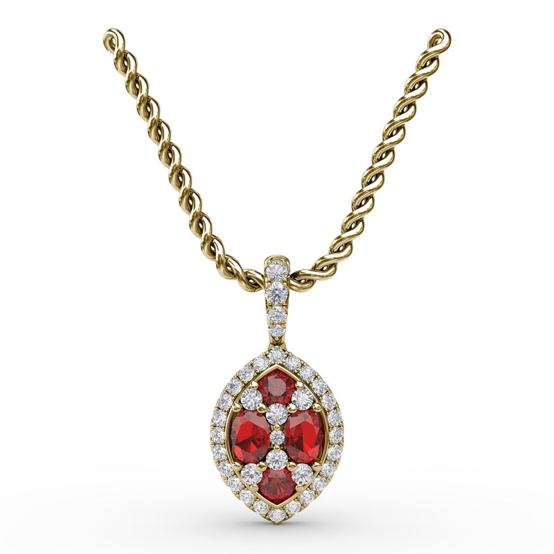 Fana Marquise Ruby and Diamond Pendant