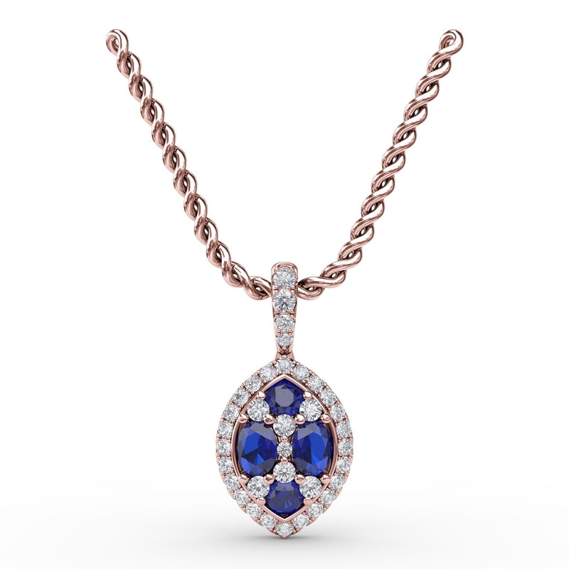 Fana Marquise Sapphire and Diamond Pendant