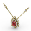 Fana Floral Teardrop Ruby and Diamond Pendant