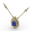 Fana Floral Teardrop Sapphire and Diamond Pendant