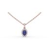 Fana Sapphire and Diamond Halo Necklace