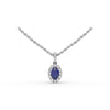 Fana Sapphire and Diamond Halo Necklace